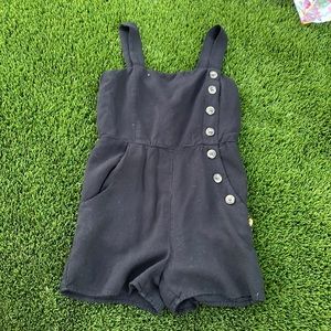 Kids black overall with brown buttons zip up